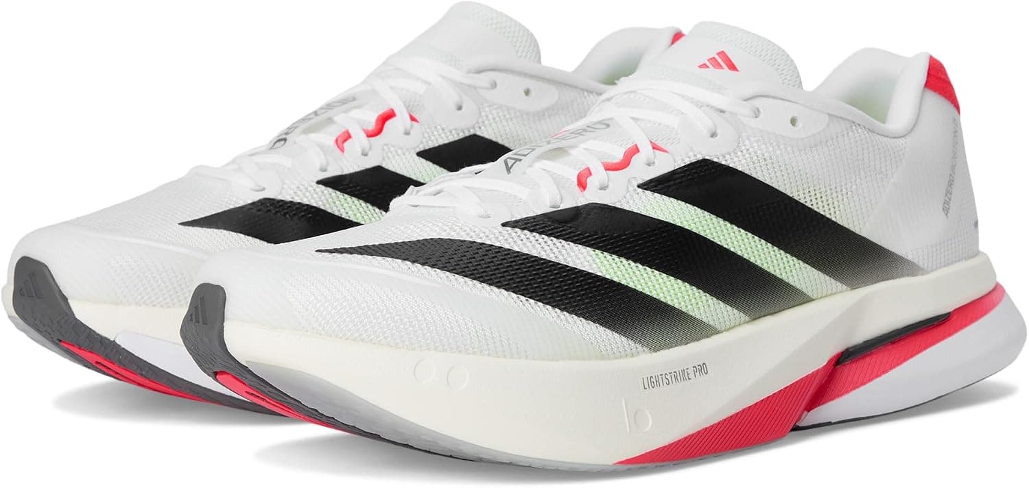 Adidas Adizero Boston 13 in White / Black / Lucid Red